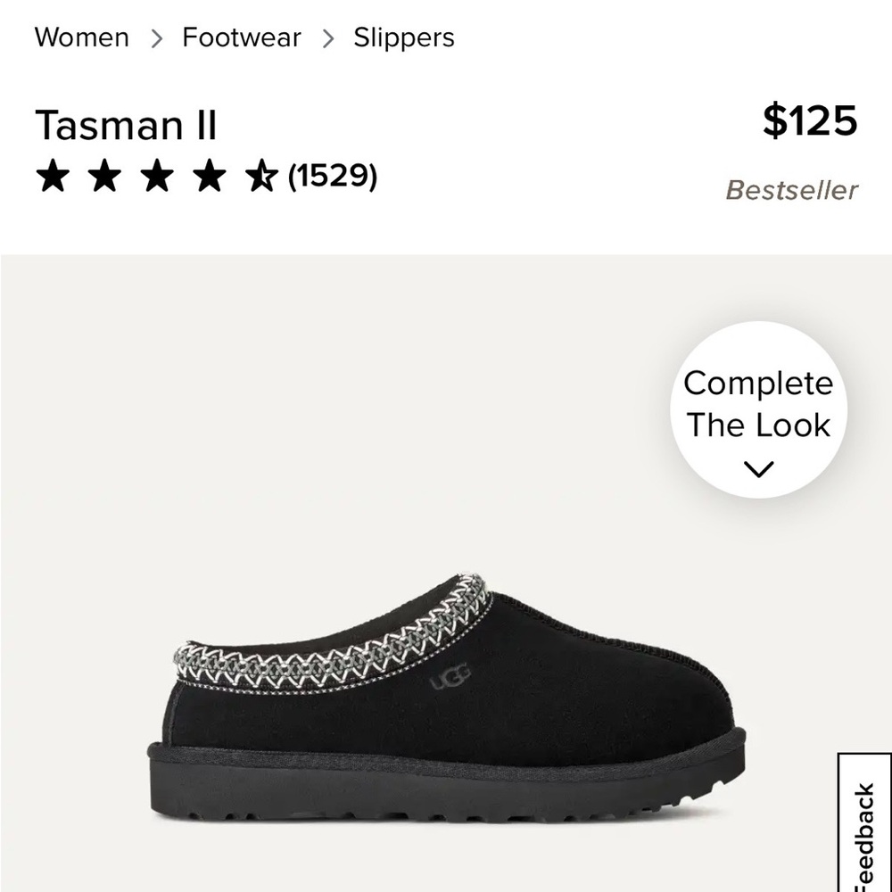 UGG Tasman II Black Slip-On Shearling-Lined Mule